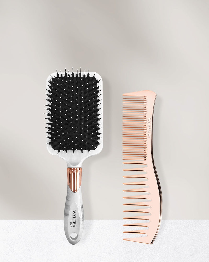 Smooth Touch Paddle Brush and Dual Comb